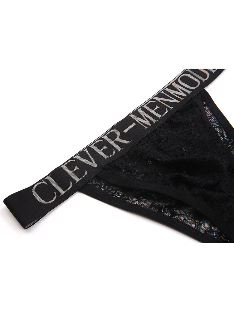 Men's Silky Touch Black Sexy Lace Lightweight & Airy Skin-Friendly Bikini | dmunderwear detail image 12