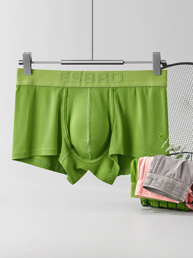 2 Pack Men's Single-Layer U-Pouch Ribbed Sweat-Absorbing Breathable Trunks | dmunderwear