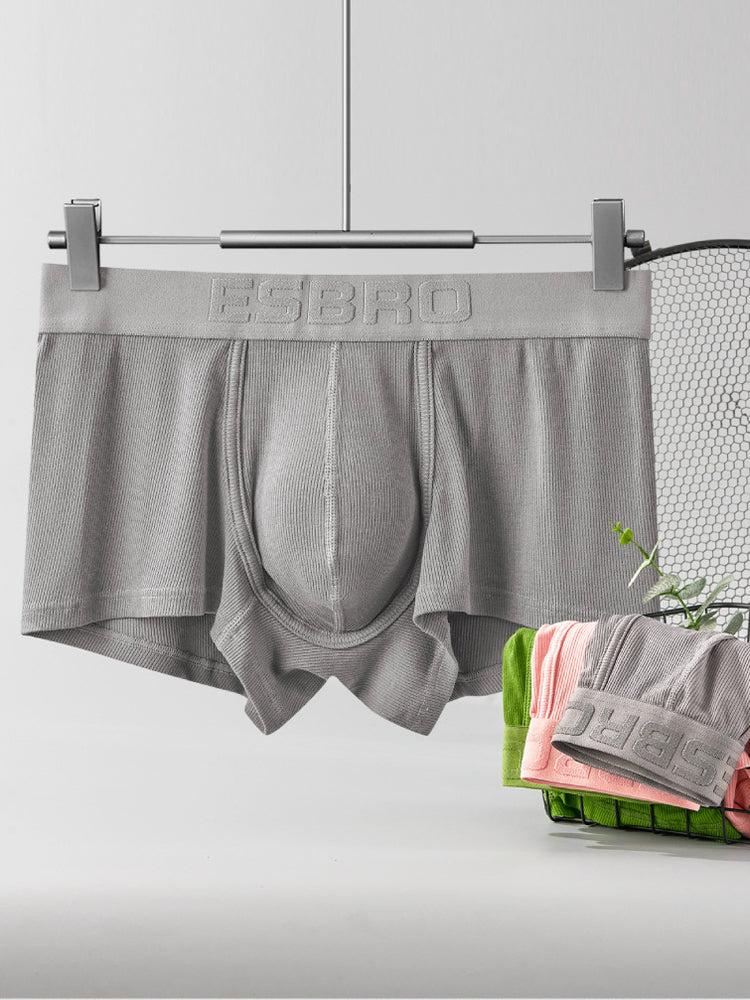 2 Pack Men's Single-Layer U-Pouch Ribbed Sweat-Absorbing Breathable Trunks | dmunderwear detail image 13