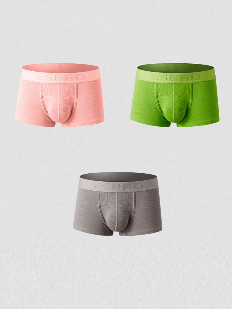 2 Pack Men's Single-Layer U-Pouch Ribbed Sweat-Absorbing Breathable Trunks | dmunderwear detail image 14