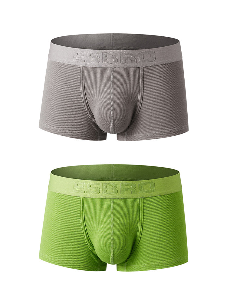 2 Pack Men's Single-Layer U-Pouch Ribbed Sweat-Absorbing Breathable Trunks | dmunderwear detail image 17