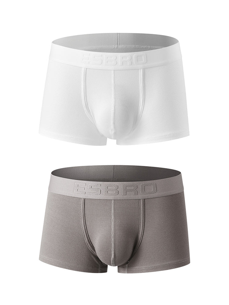 2 Pack Men's Single-Layer U-Pouch Ribbed Sweat-Absorbing Breathable Trunks | dmunderwear detail image 2