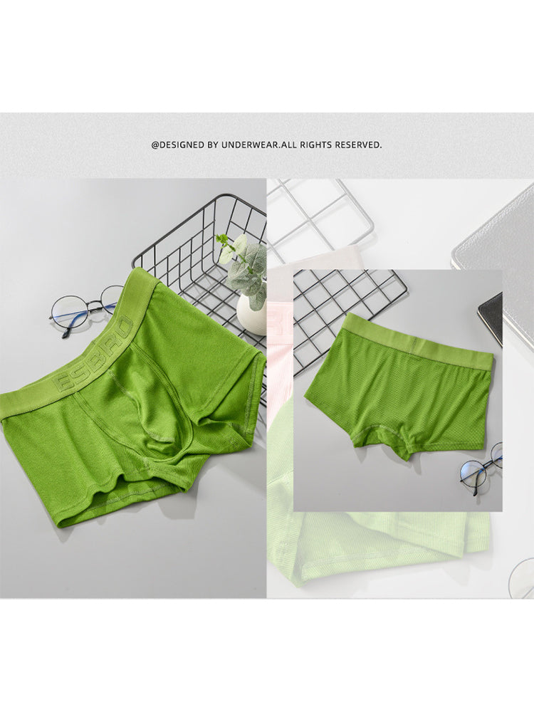 2 Pack Men's Single-Layer U-Pouch Ribbed Sweat-Absorbing Breathable Trunks | dmunderwear detail image 4