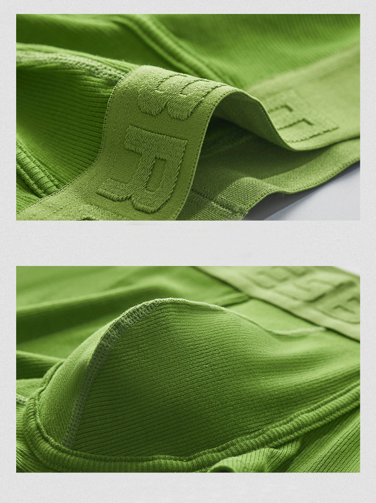 2 Pack Men's Single-Layer U-Pouch Ribbed Sweat-Absorbing Breathable Trunks | dmunderwear detail image 5