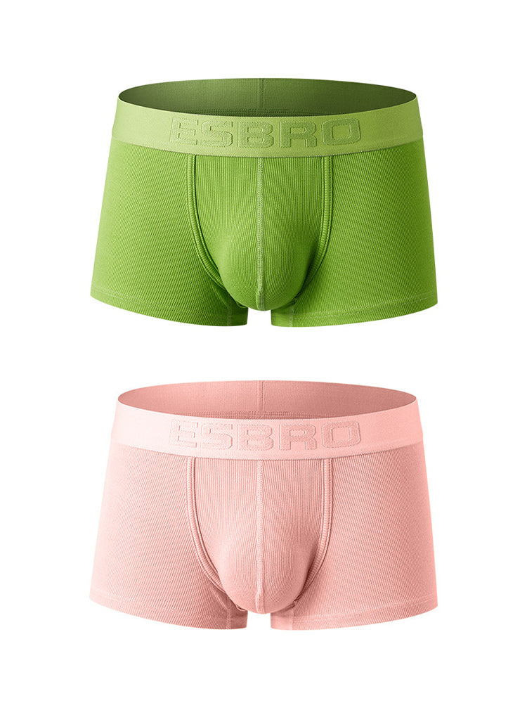 2 Pack Men's Single-Layer U-Pouch Ribbed Sweat-Absorbing Breathable Trunks | dmunderwear detail image 7