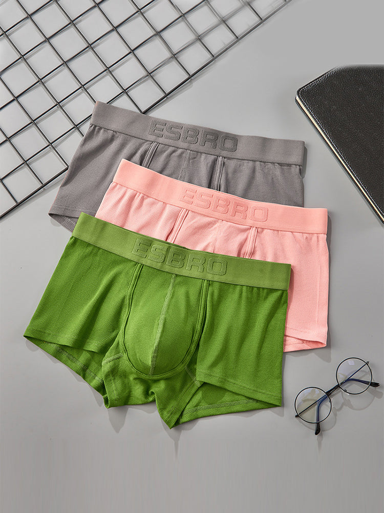 2 Pack Men's Single-Layer U-Pouch Ribbed Sweat-Absorbing Breathable Trunks | dmunderwear detail image 8