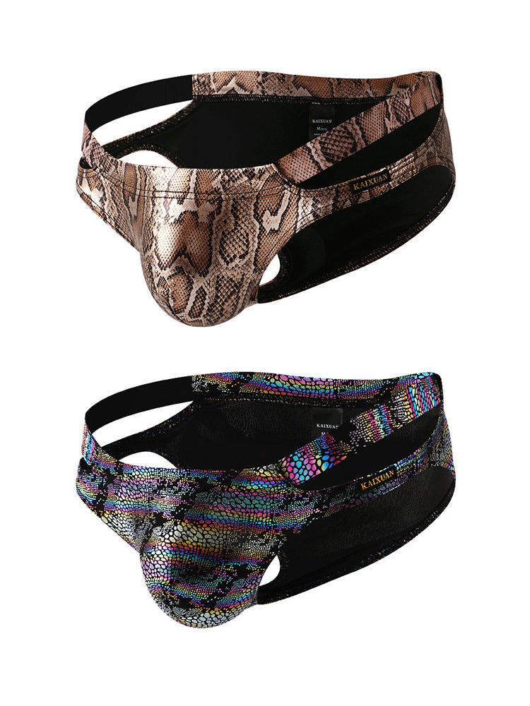 2-pack Men's Snake Print Hollow Briefs | dmunderwear detail image 12