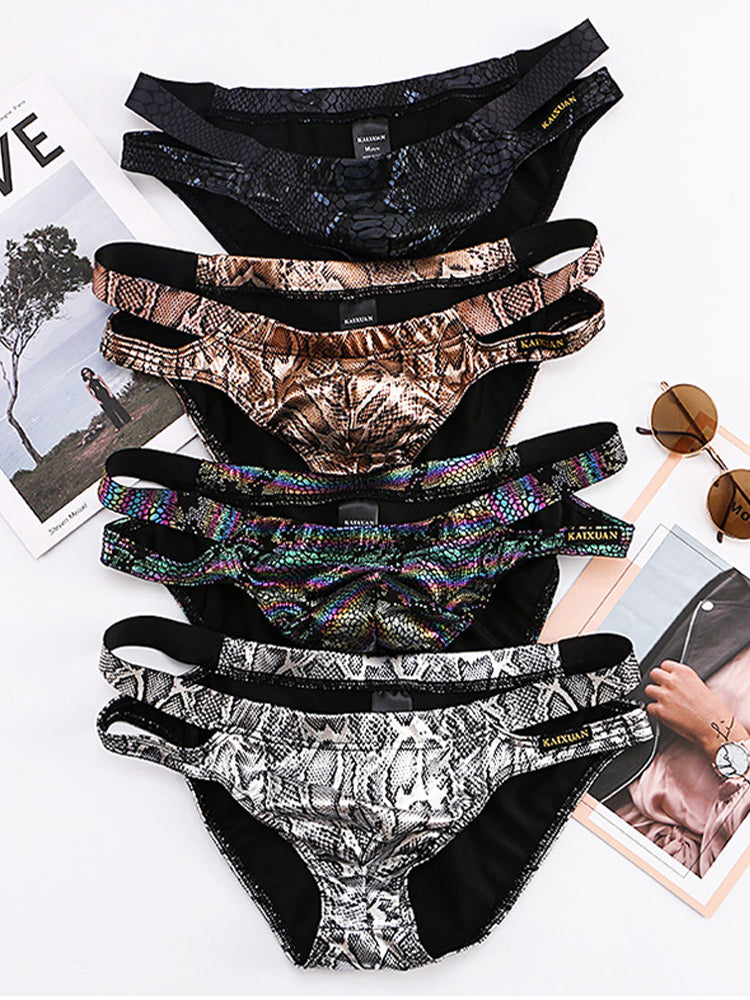 2-pack Men's Snake Print Hollow Briefs | dmunderwear detail image 13