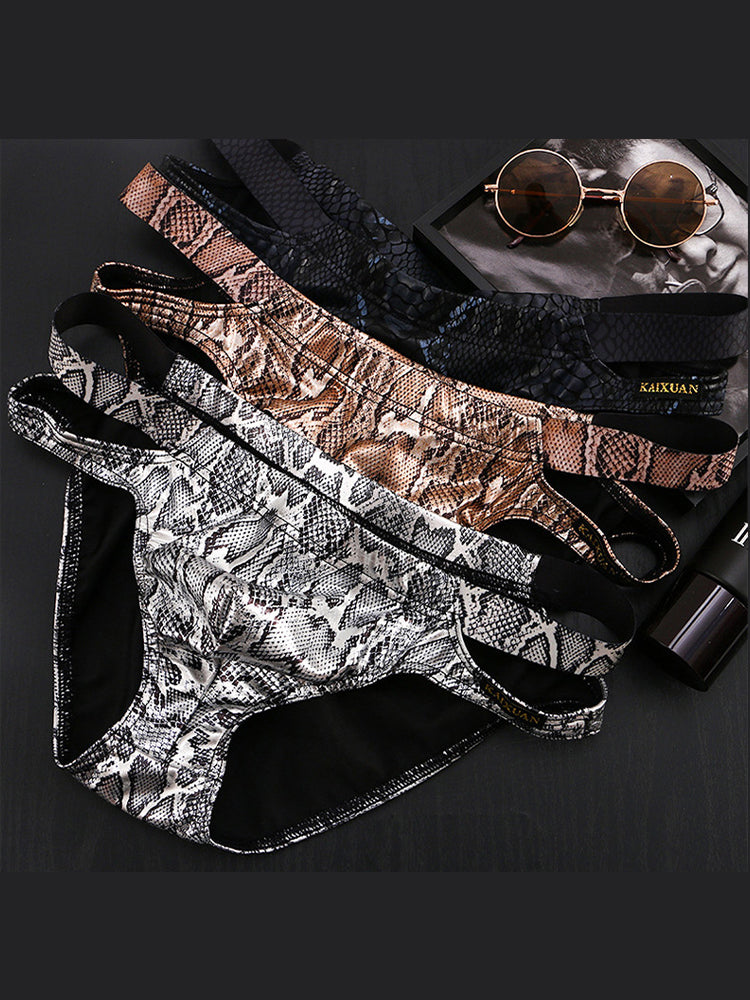 2-pack Men's Snake Print Hollow Briefs | dmunderwear detail image 14