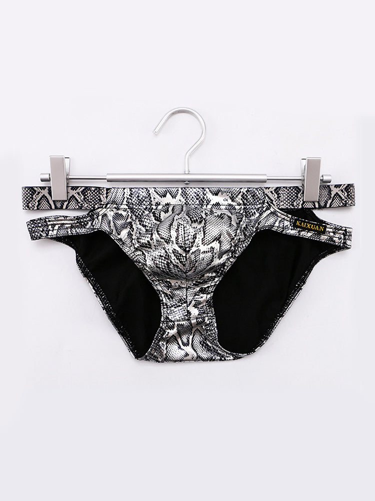 2-pack Men's Snake Print Hollow Briefs | dmunderwear detail image 15