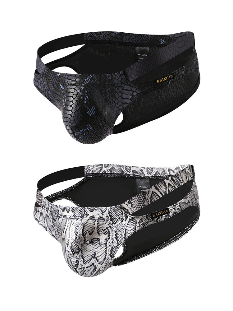 2-pack Men's Snake Print Hollow Briefs | dmunderwear detail image 17
