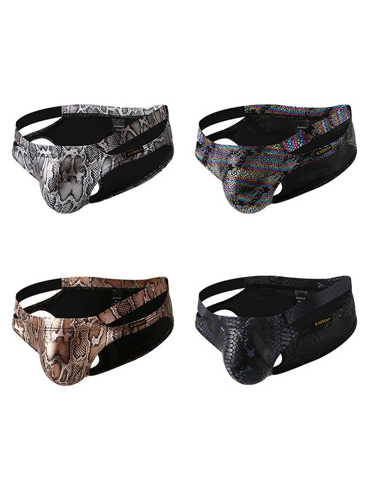 2-pack Men's Snake Print Hollow Briefs | dmunderwear detail image 19