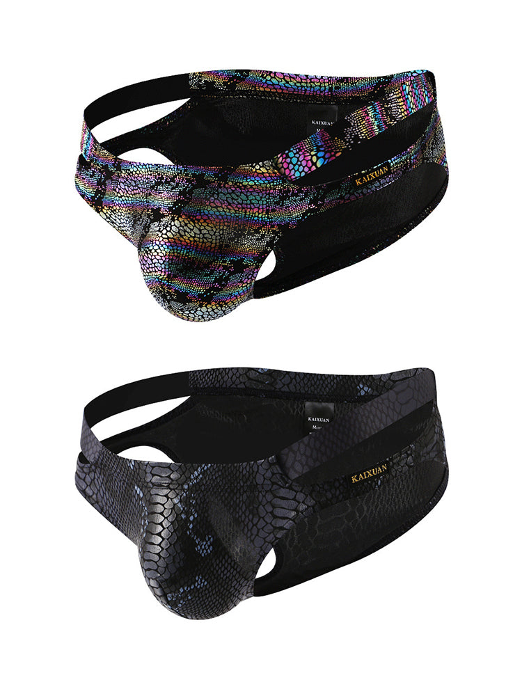 2-pack Men's Snake Print Hollow Briefs | dmunderwear detail image 2