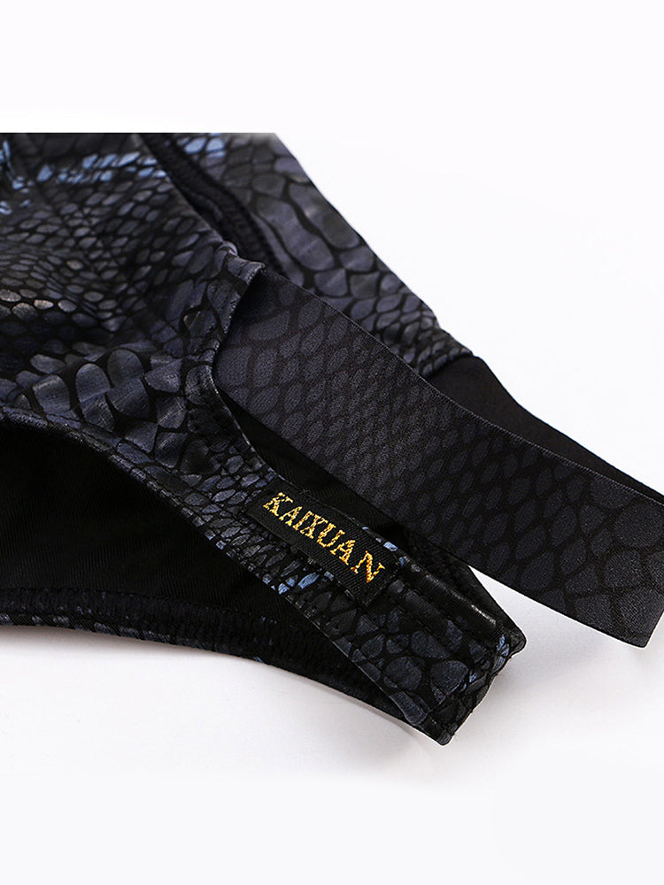2-pack Men's Snake Print Hollow Briefs | dmunderwear detail image 6
