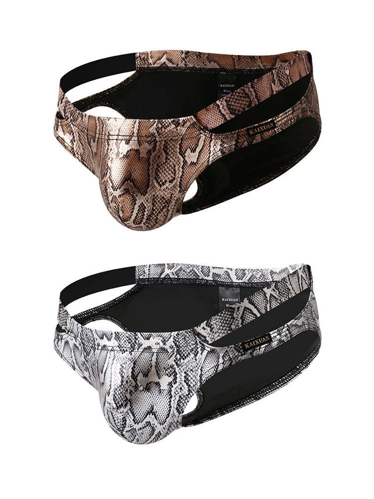 2-pack Men's Snake Print Hollow Briefs | dmunderwear detail image 7