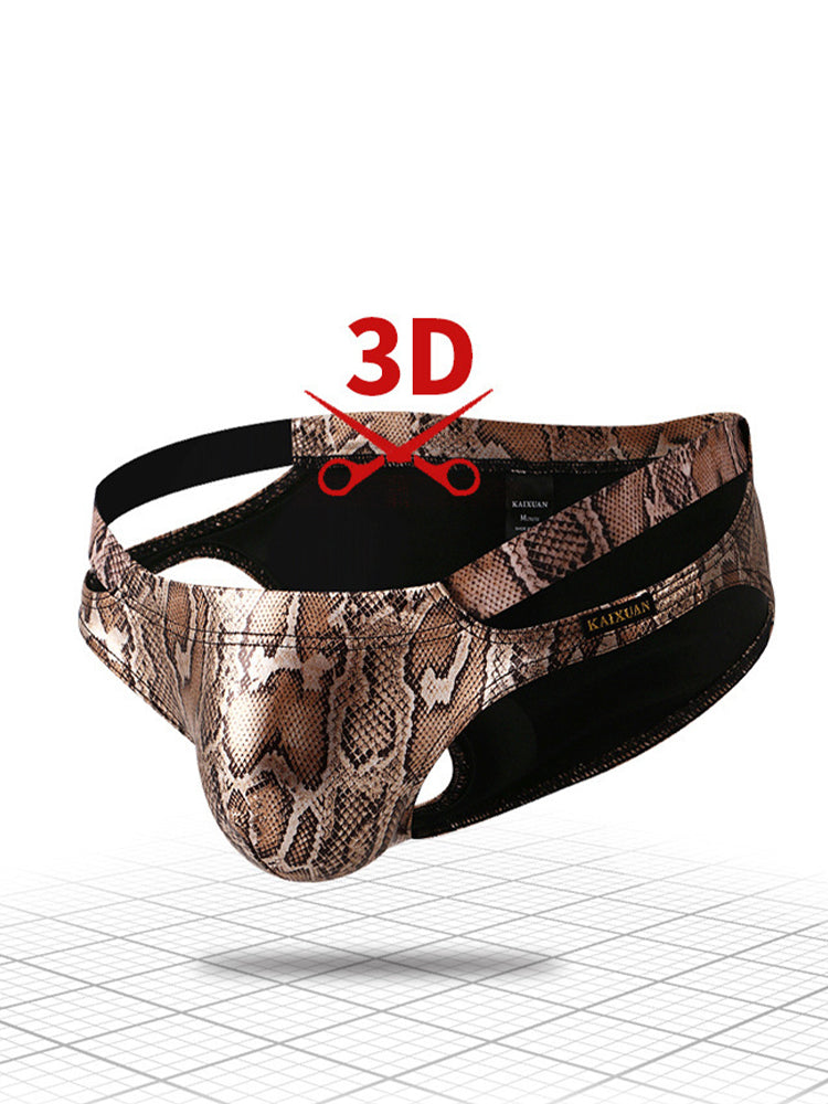 2-pack Men's Snake Print Hollow Briefs | dmunderwear detail image 8