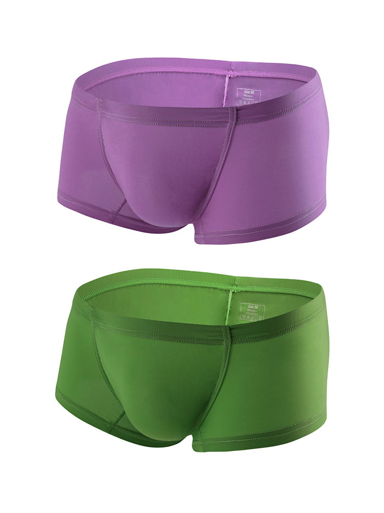 2 Pack Men's Soft U-Pouch Sexy Breathable Solid Color Trunks | dmunderwear detail image 12