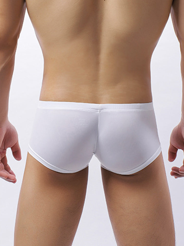 2 Pack Men's Soft U-Pouch Sexy Breathable Solid Color Trunks | dmunderwear detail image 4