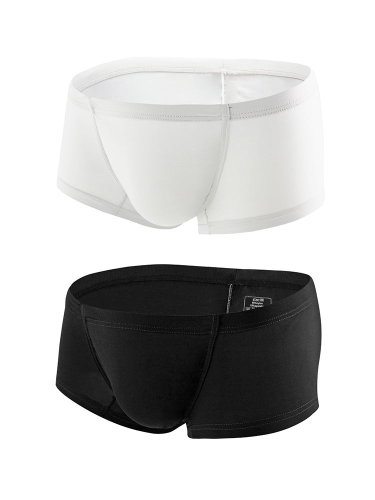 2 Pack Men's Soft U-Pouch Sexy Breathable Solid Color Trunks | dmunderwear detail image 7