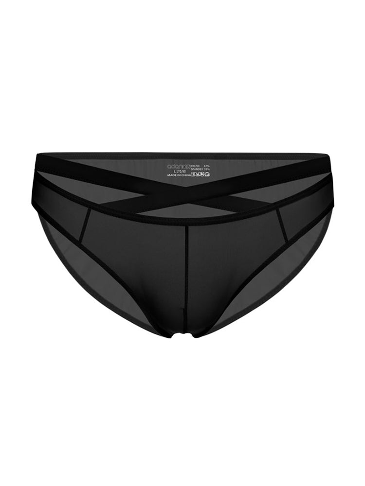 2 Pack Men's Sheer Ultra-Thin Silky Bikini with Cross Waistband | dmunderwear