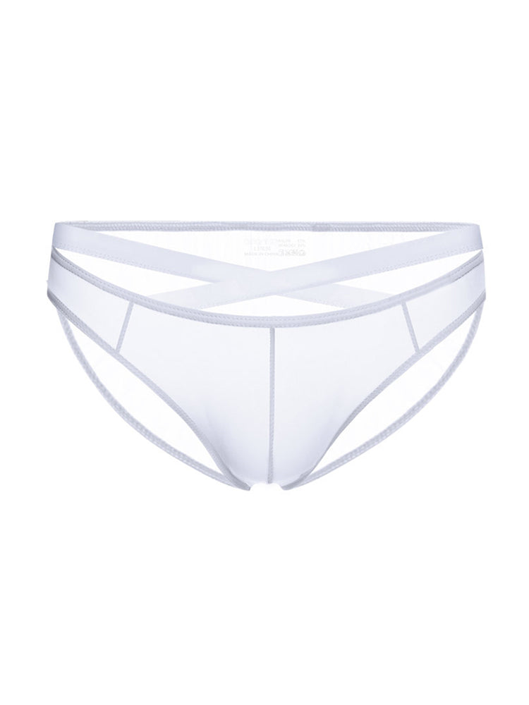 2 Pack Men's Sheer Ultra-Thin Silky Bikini with Cross Waistband | dmunderwear detail image 16