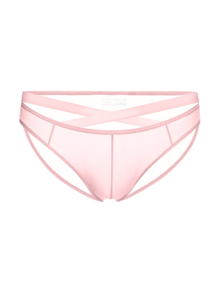 2 Pack Men's Sheer Ultra-Thin Silky Bikini with Cross Waistband | dmunderwear detail image 17