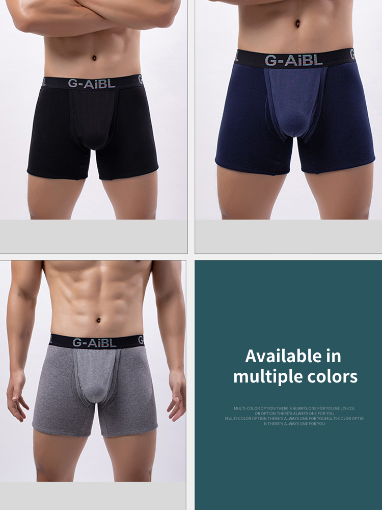 2 Pack Men's Solid Color Bullet Separated U-Pocket Plush Boxer Briefs | dmunderwear detail image 11