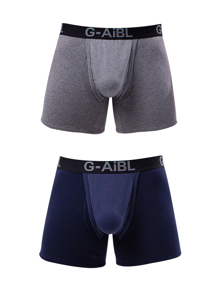 2 Pack Men's Solid Color Bullet Separated U-Pocket Plush Boxer Briefs | dmunderwear detail image 14