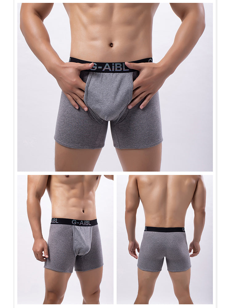 2 Pack Men's Solid Color Bullet Separated U-Pocket Plush Boxer Briefs | dmunderwear detail image 15