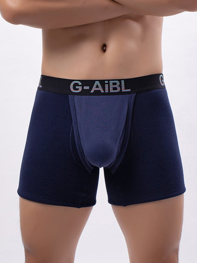 2 Pack Men's Solid Color Bullet Separated U-Pocket Plush Boxer Briefs | dmunderwear detail image 16