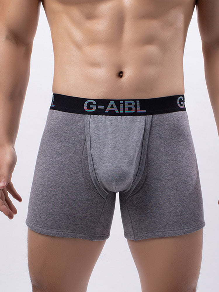 2 Pack Men's Solid Color Bullet Separated U-Pocket Plush Boxer Briefs | dmunderwear detail image 19