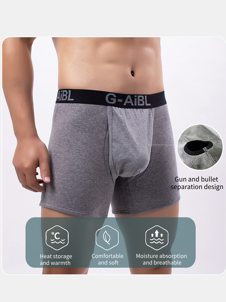 2 Pack Men's Solid Color Bullet Separated U-Pocket Plush Boxer Briefs | dmunderwear detail image 4