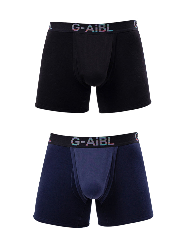 2 Pack Men's Solid Color Bullet Separated U-Pocket Plush Boxer Briefs | dmunderwear detail image 8
