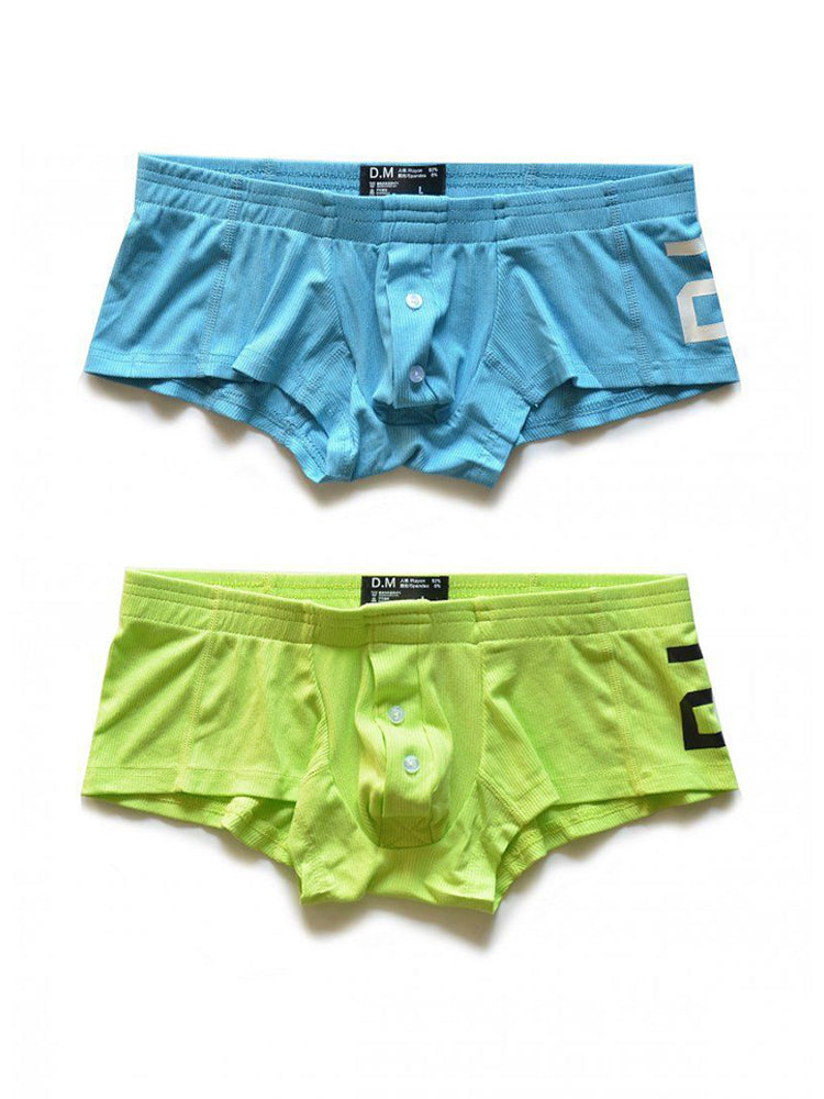 2-pack Men's Solid Color Comfortable Button-down Trunks | dmunderwear detail image 12