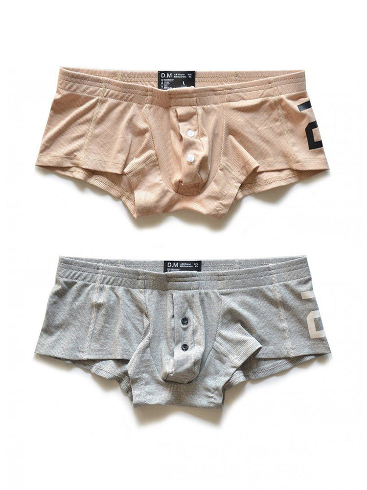 2-pack Men's Solid Color Comfortable Button-down Trunks | dmunderwear detail image 17