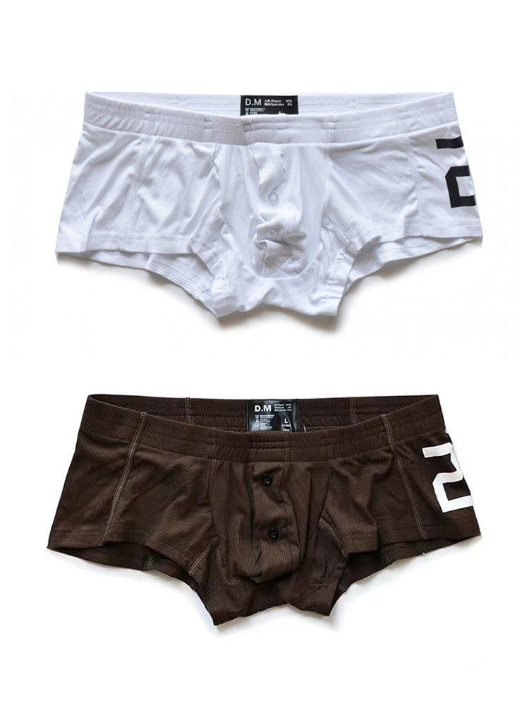 2-pack Men's Solid Color Comfortable Button-down Trunks | dmunderwear detail image 2
