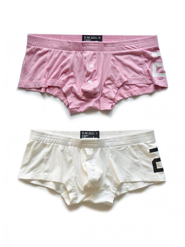 2-pack Men's Solid Color Comfortable Button-down Trunks | dmunderwear detail image 7