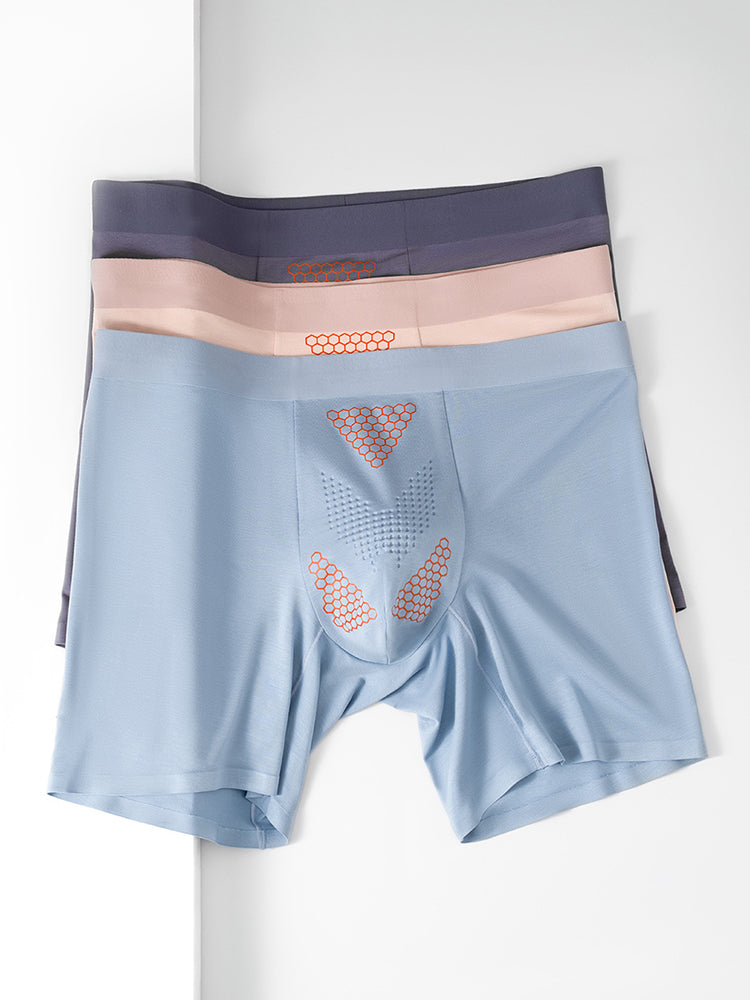 2 Pack Men's Solid Color Loose-Fit Workout Prevent Chafing Boxer Briefs | dmunderwear detail image 12