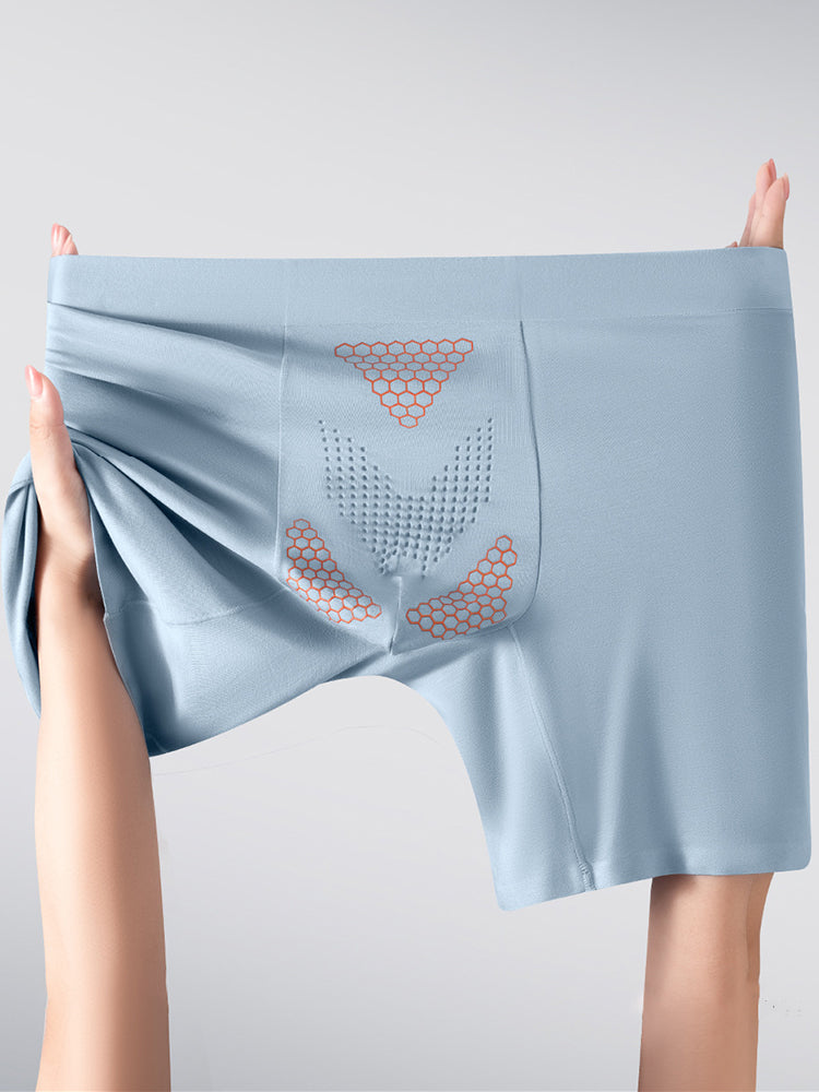 2 Pack Men's Solid Color Loose-Fit Workout Prevent Chafing Boxer Briefs | dmunderwear detail image 13