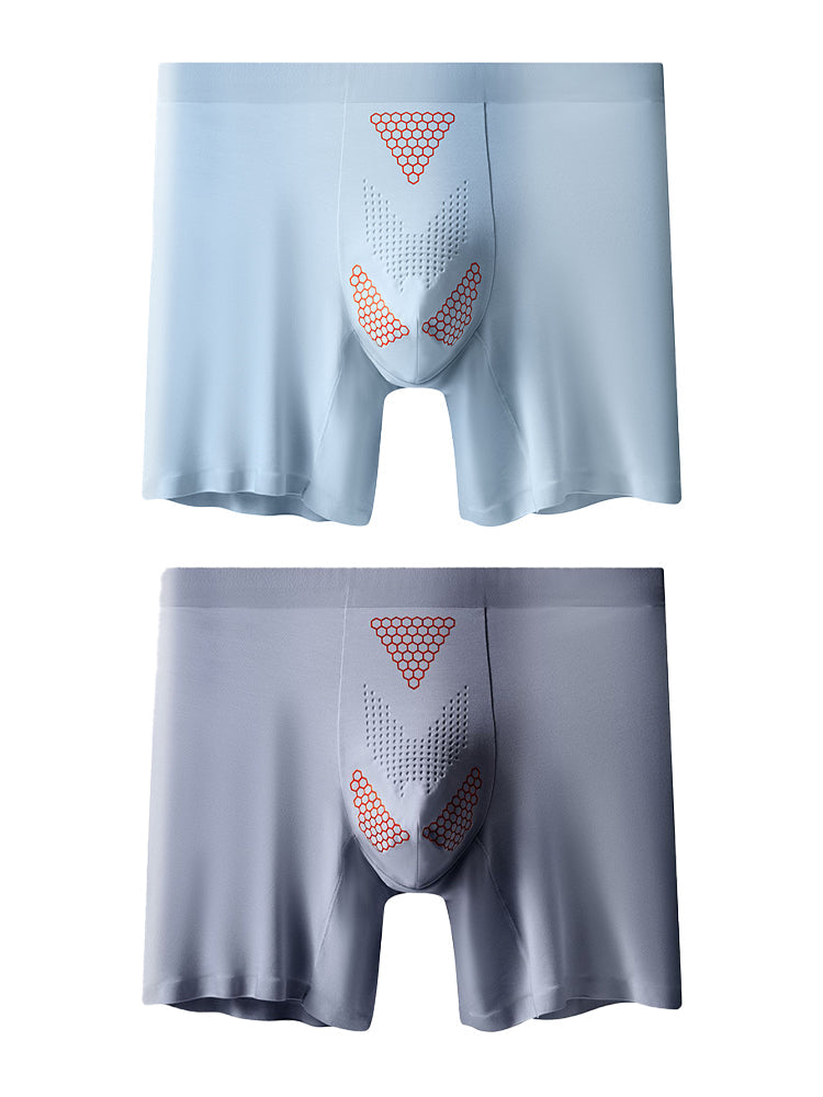 2 Pack Men's Solid Color Loose-Fit Workout Prevent Chafing Boxer Briefs | dmunderwear detail image 14