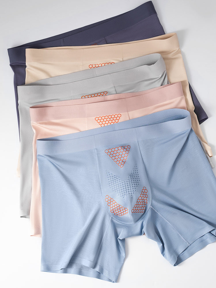 2 Pack Men's Solid Color Loose-Fit Workout Prevent Chafing Boxer Briefs | dmunderwear detail image 15
