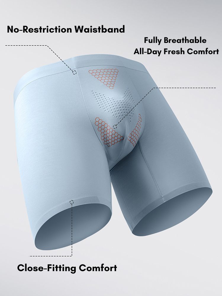 2 Pack Men's Solid Color Loose-Fit Workout Prevent Chafing Boxer Briefs | dmunderwear detail image 6
