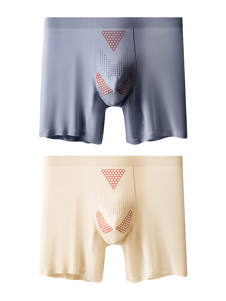 2 Pack Men's Solid Color Loose-Fit Workout Prevent Chafing Boxer Briefs | dmunderwear detail image 8