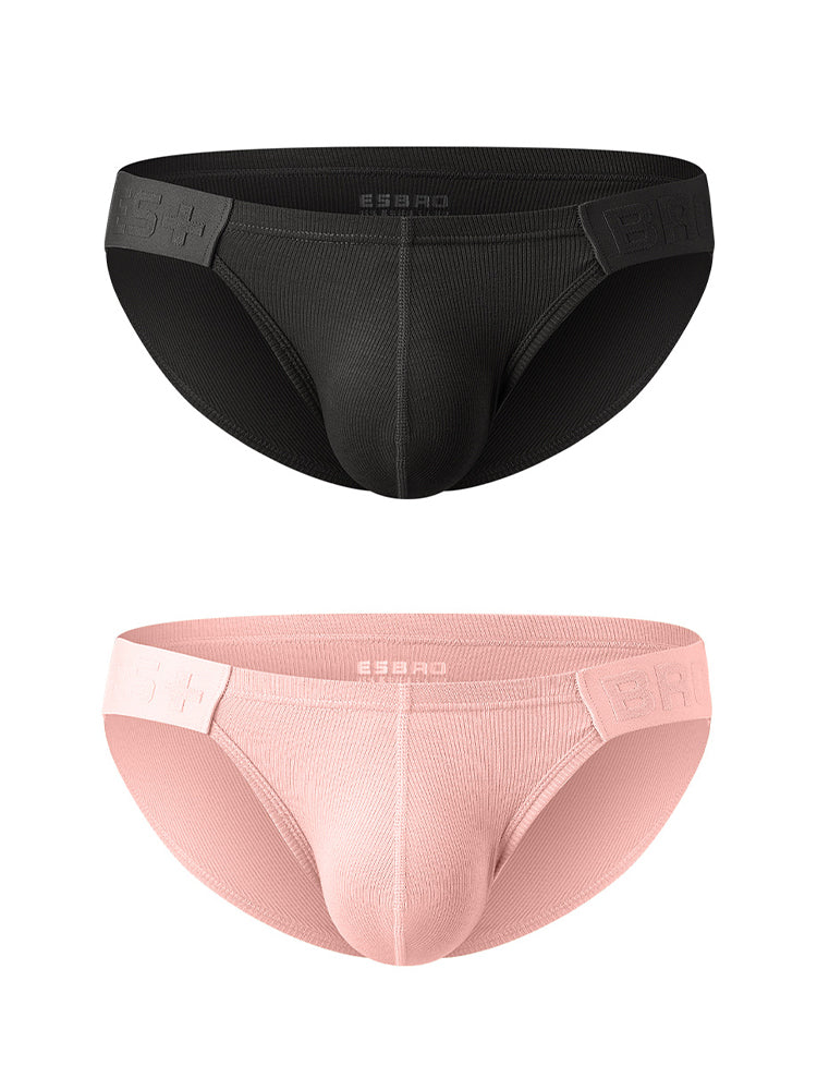 2 Pack Men's Solid Color Low Rise Sweat-Absorbent Large U-Shaped Small Pocket Briefs | dmunderwear detail image 17