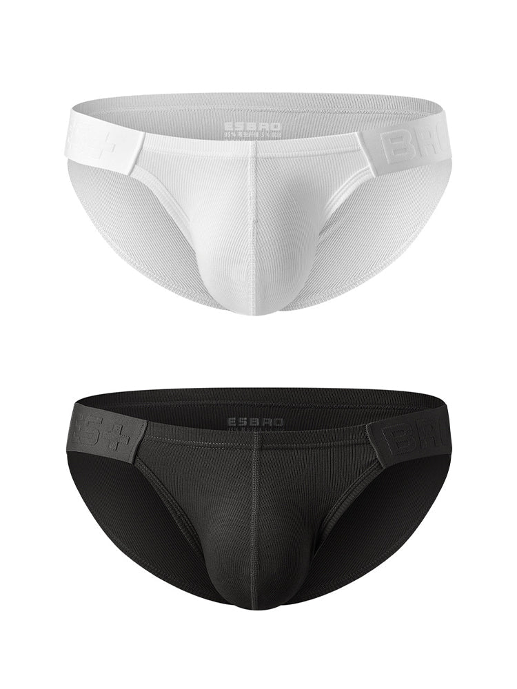 2 Pack Men's Solid Color Low Rise Sweat-Absorbent Large U-Shaped Small Pocket Briefs | dmunderwear detail image 2