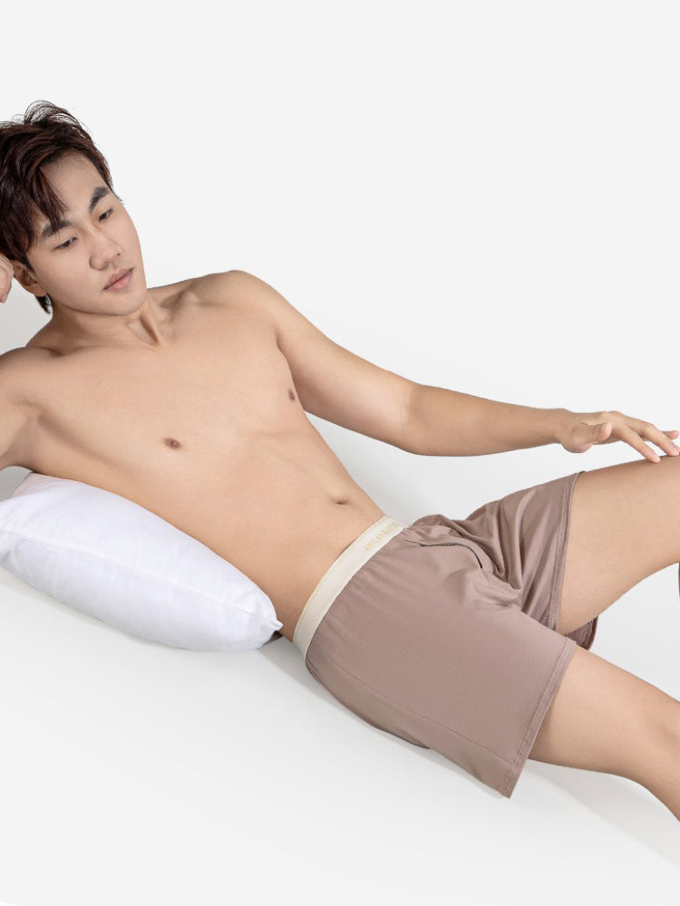 2 Pack Men's Solid Color Seamless Comfort Mid-Rise Home Shorts | dmunderwear