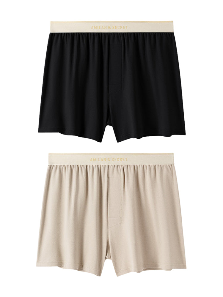 2 Pack Men's Solid Color Seamless Comfort Mid-Rise Home Shorts | dmunderwear detail image 2