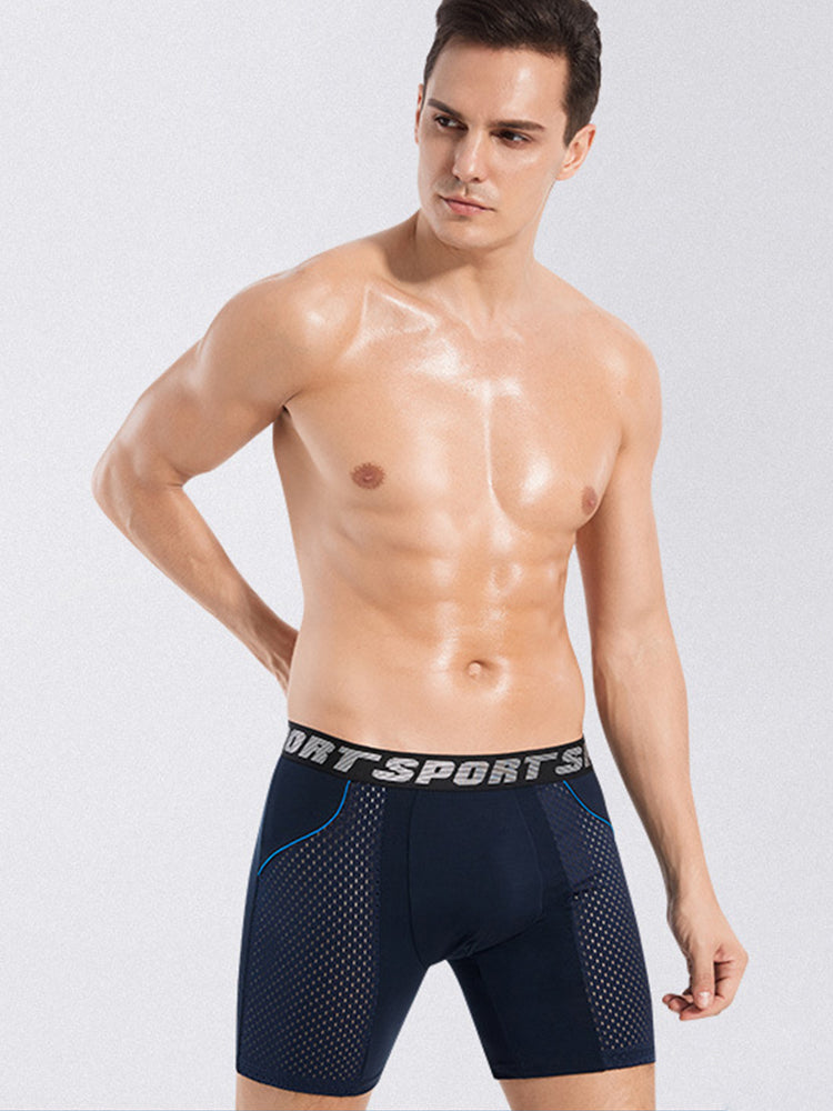 2 Pack Men's Sports Anti-friction Mesh Boxer Briefs | dmunderwear