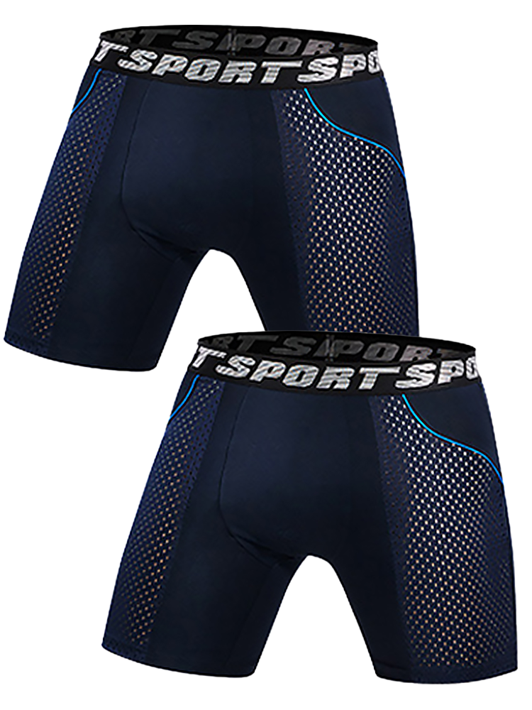 2 Pack Men's Sports Anti-friction Mesh Boxer Briefs | dmunderwear detail image 10