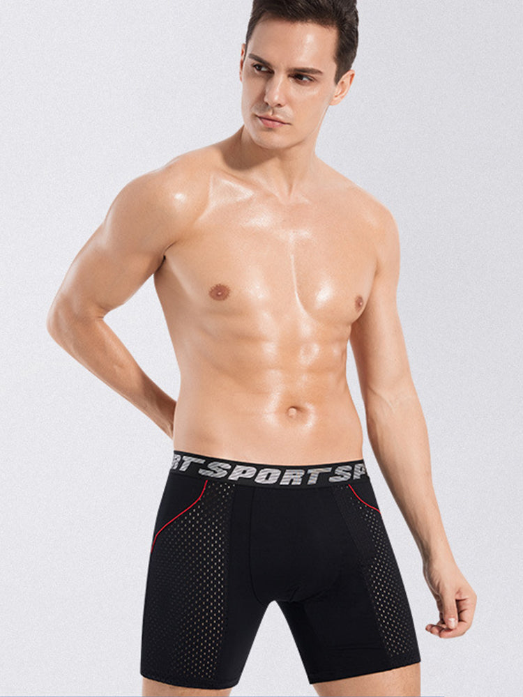 2 Pack Men's Sports Anti-friction Mesh Boxer Briefs | dmunderwear detail image 4